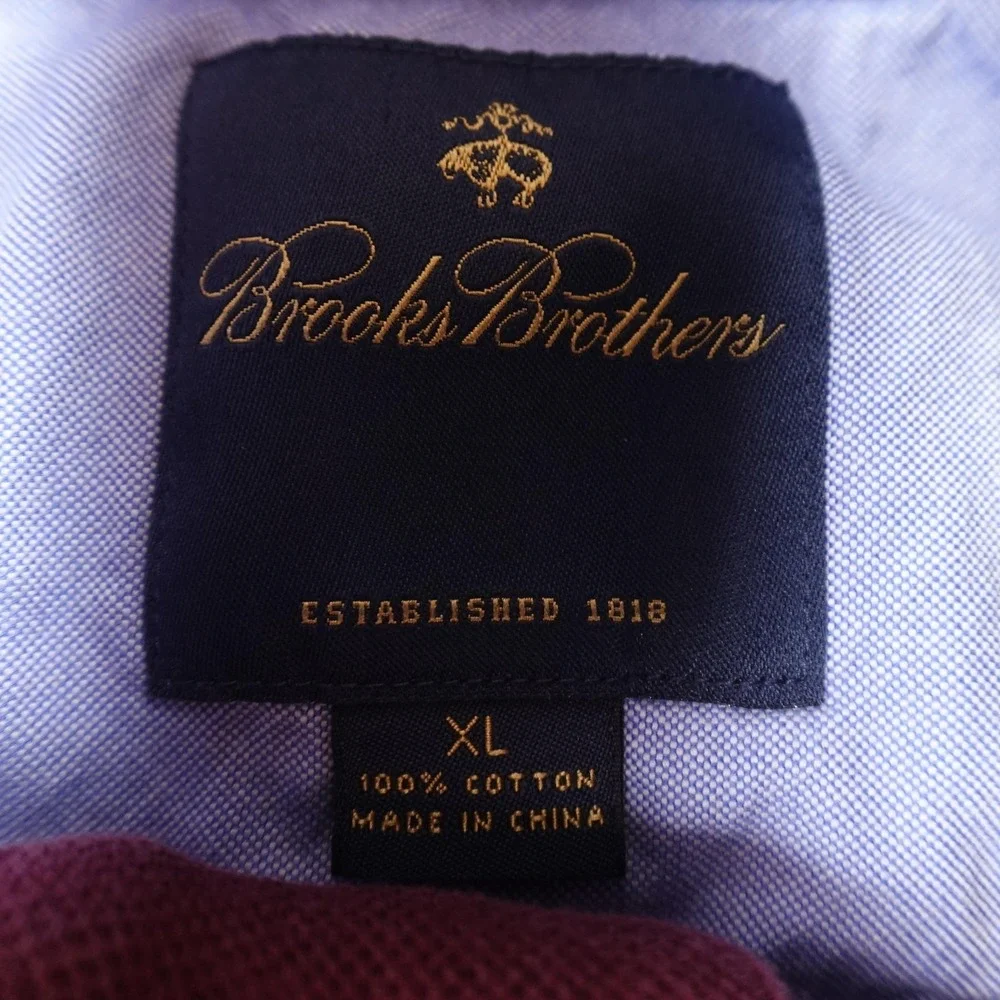 Brooks Brothers Sweatshirt Mens XL Red Rugby Mock Henley Sweater Elbow Patch Top